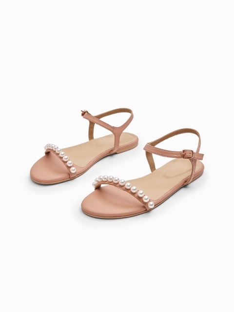 The Label Life Women Pink Embellished Open Toe Flats