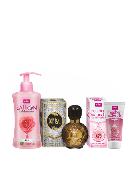 VI-JOHN Set Of 3 Beauty Gift Kit (Rose Hair Remover & Rose Body Lotion & Cobra Eau De Parfume 60ml), Multi 
VI-JOHN Set Of 3 Beauty Gift Kit (Rose Hair Remover & Rose Body Lotion & Cobra Eau De Parfume 60ml), Multi