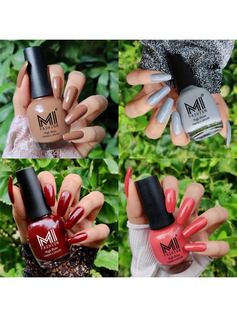 MI FASHION Set Of 4 Ultra High Glass HD 3D Shine Long Lasting Nail Polish 60ml, Maroon
MI FASHION Set Of 4 Ultra High Glass HD 3D Shine Long Lasting Nail Polish 60ml, Maroon