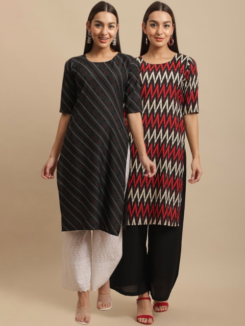 KALINI Women Multicoloured Striped Thread Work Block Print Handloom Crepe Kurta, Multi
KALINI Women Multicoloured Striped Thread Work Block Print Handloom Crepe Kurta, Multi