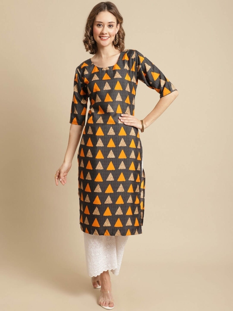 KALINI Women Multicoloured Floral Printed Flared Sleeves Thread Work Block Print Handloom Crepe Kurta, Multi
KALINI Women Multicoloured Floral Printed Flared Sleeves Thread Work Block Print Handloom Crepe Kurta, Multi