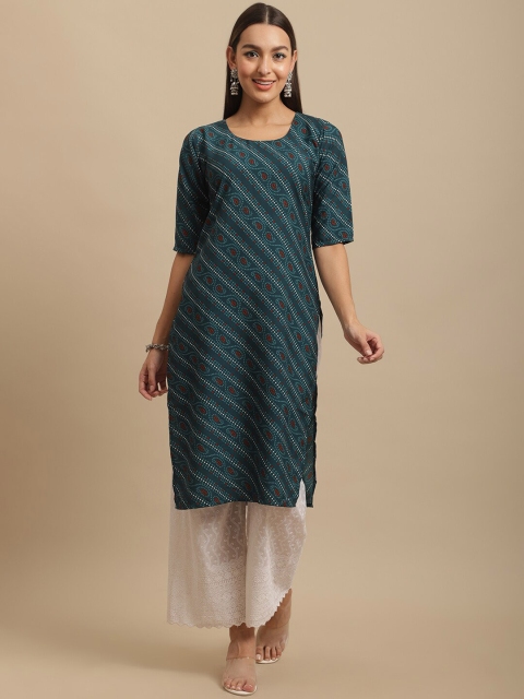 KALINI Women Multicoloured Floral Printed Thread Work Block Print Handloom Crepe Kurta, Multi
KALINI Women Multicoloured Floral Printed Thread Work Block Print Handloom Crepe Kurta, Multi