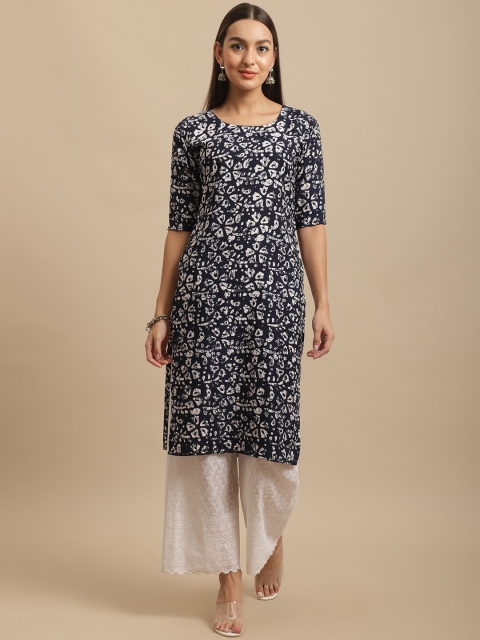 KALINI Women Multicoloured Quirky Printed Flared Sleeves Block Print Handloom Crepe Kurta, Multi
KALINI Women Multicoloured Quirky Printed Flared Sleeves Block Print Handloom Crepe Kurta, Multi
