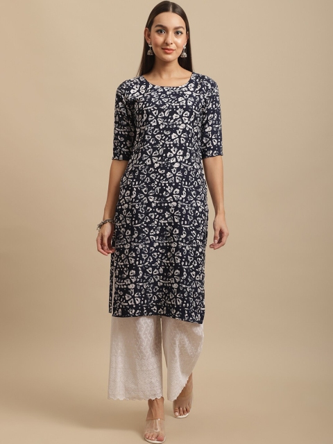 KALINI Women Multicoloured Geometric Printed Thread Work Block Print Handloom Crepe Kurta, Multi
KALINI Women Multicoloured Geometric Printed Thread Work Block Print Handloom Crepe Kurta, Multi