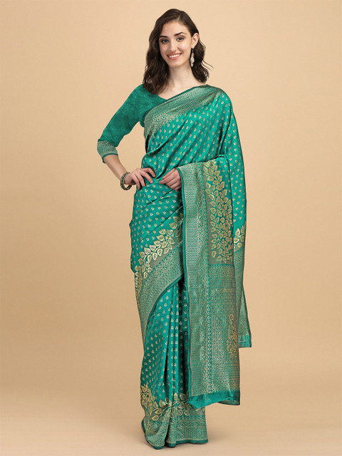 AVANTIKA FASHION Turquoise Blue & Gold-Toned Woven Design Zari Pure Silk Banarasi Saree
AVANTIKA FASHION Turquoise Blue & Gold-Toned Woven Design Zari Pure Silk Banarasi Saree