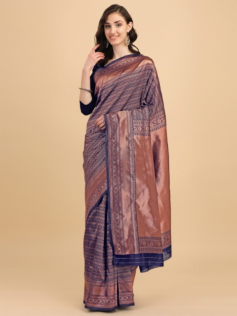 AVANTIKA FASHION Navy Blue & Copper-Toned Woven Design Zari Pure Silk Banarasi Saree
AVANTIKA FASHION Navy Blue & Copper-Toned Woven Design Zari Pure Silk Banarasi Saree