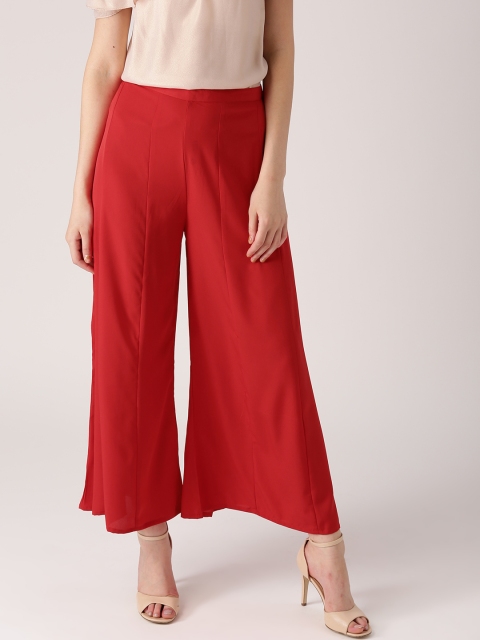 Libas Women Red Solid Flared Palazzos