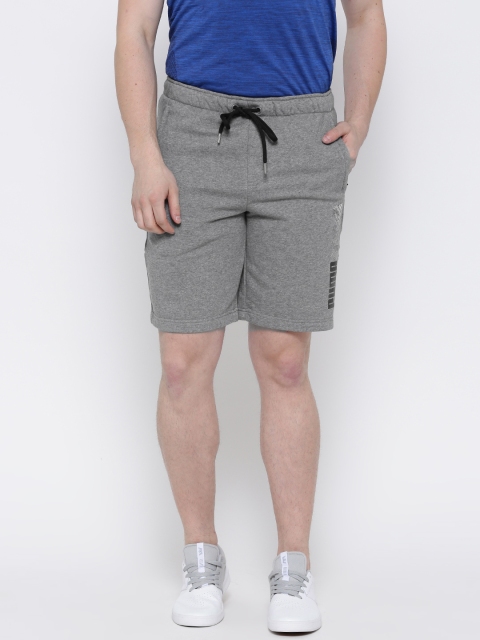 Puma Men Grey Melange Active Hero Solid Regular Fit Sports Shorts