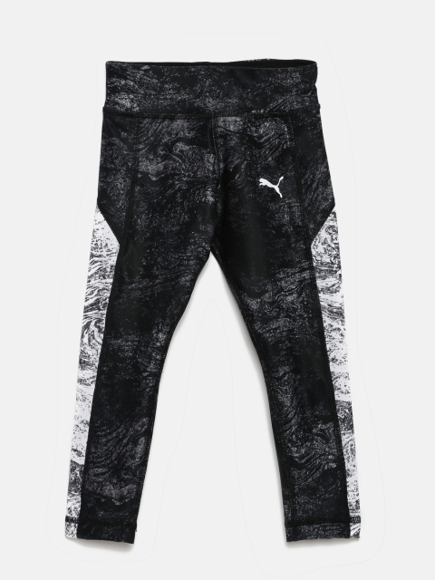 Puma Girls Black & Grey Printed Training AOP Tights