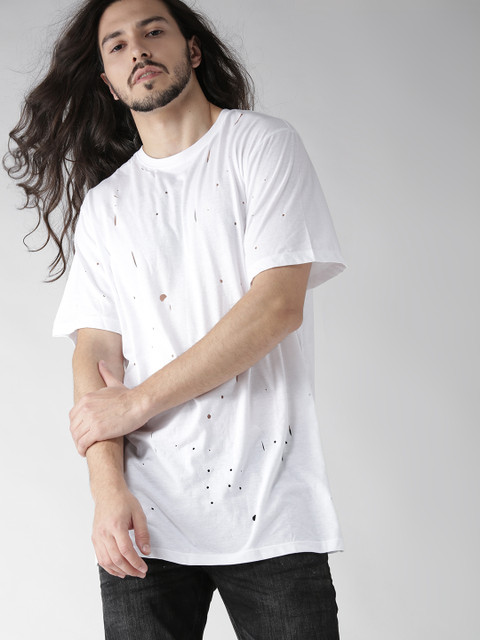 FOREVER 21 Men White Solid Distressed Round Neck T-shirt
FOREVER 21 Men White Solid Distressed Round Neck T-shirt