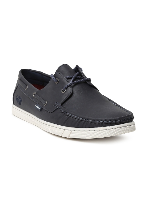 Flying Machine Men Navy James Boat Shoes, Navy blue