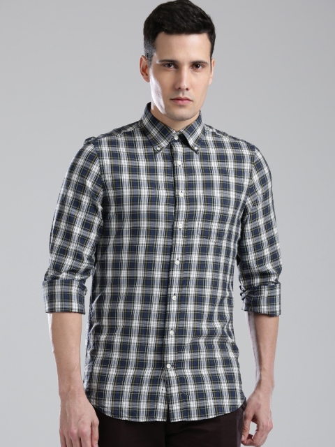 GANT Men Blue & White Checked Casual Shirt