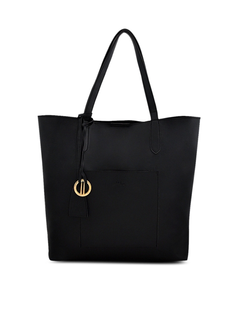 yelloe Black Solid Tote Bag