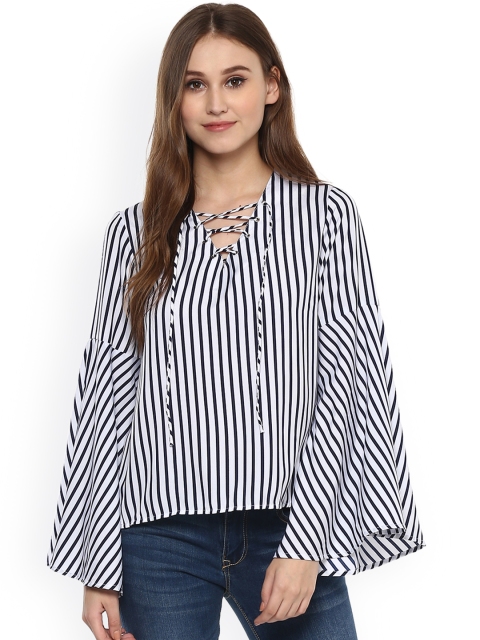 Harpa Women White Striped Top