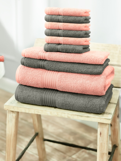 swiss republic Set of 10 Cotton 600 GSM Towels, Peach