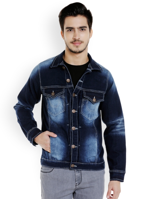 High Star Men Blue Slim Fit Denim Jacket