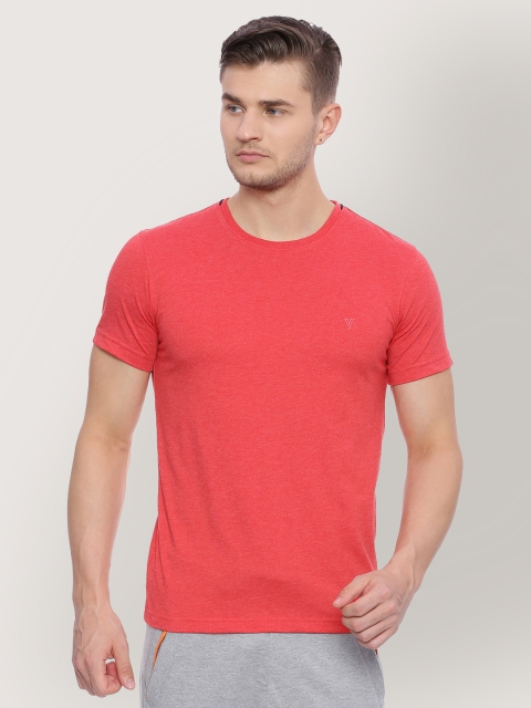 Van Heusen Men Red Solid Round Neck T-shirt