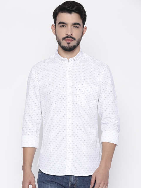 CODE by Lifestyle Men White Slim Fit Printed Casual Shirt