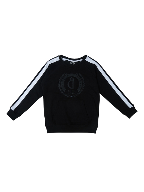 Gini and Jony Boys Black Self Design Sweatshirt