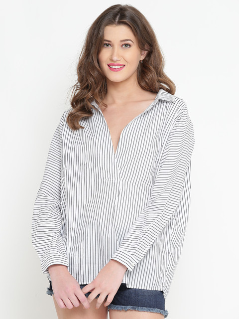 FOREVER 21 Women White & Black Striped Shirt Style Top
FOREVER 21 Women White & Black Striped Shirt Style Top