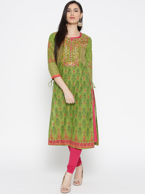 Biba Women Green Printed Layered Straight Kurta
Biba Women Green Printed Layered Straight Kurta