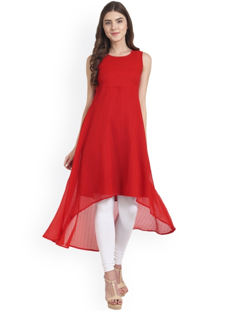 Nayo Women Red Solid A-Line Kurta