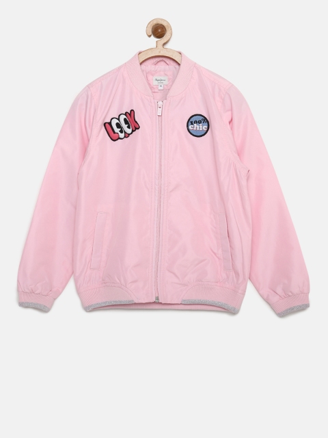 Pepe Jeans Boys Pink Solid Bomber