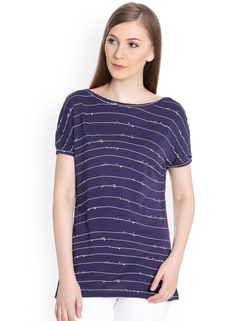 United Colors of Benetton Women Blue Printed Top