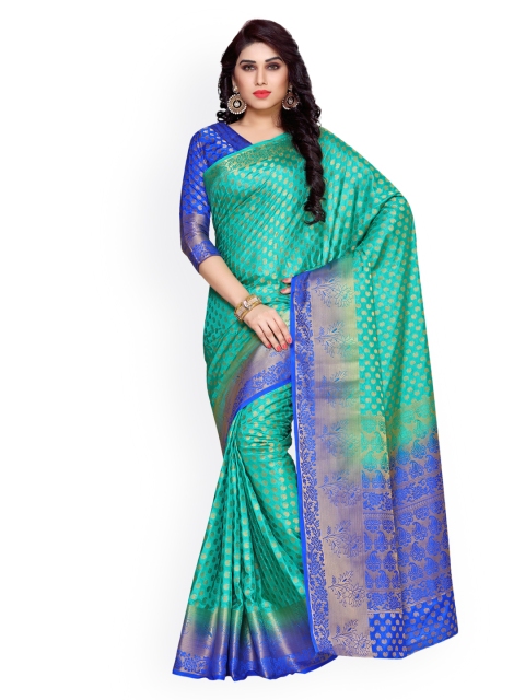MIMOSA Turquoise Blue Art Silk Woven Design Kanjeevaram Saree