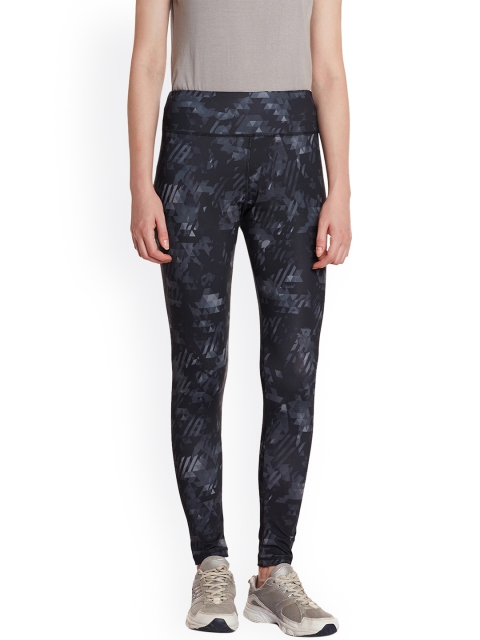 Claura Black Printed Tights