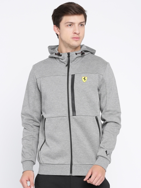 Puma Ferrari Men Grey SF Hooded Solid Sporty Jacket