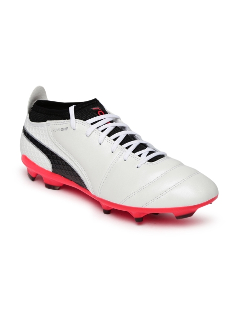 Puma Men White ONE 17.2 FG Leather Football Shoes