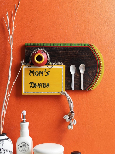 VarEesha Brown Wooden Mom's Dhaba Kitchen Wall Hanging