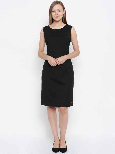 Park Avenue Woman Black Solid Sheath Dress