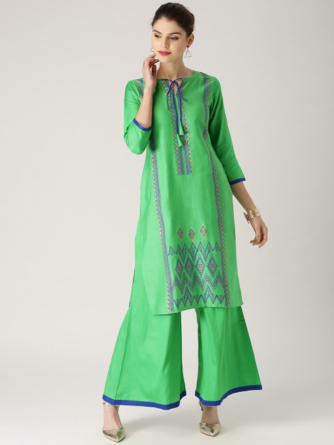 Libas Women Green Printed Kurta with Palazzos
Libas Women Green Printed Kurta with Palazzos