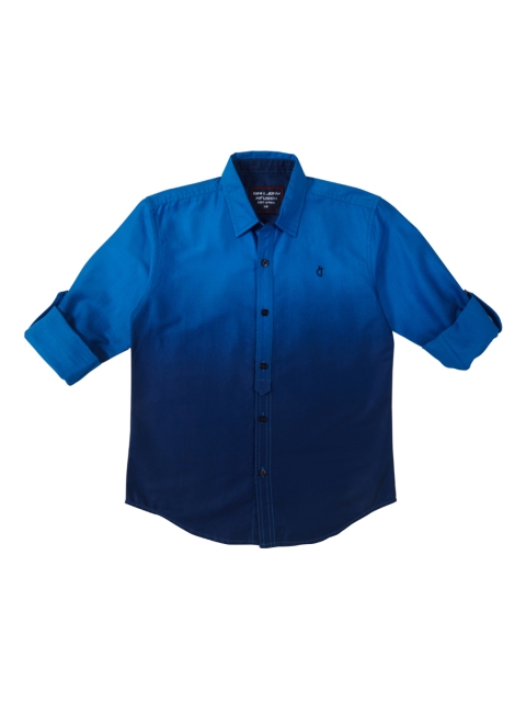 Gini and Jony Boys Blue Regular Fit Solid Casual Shirt