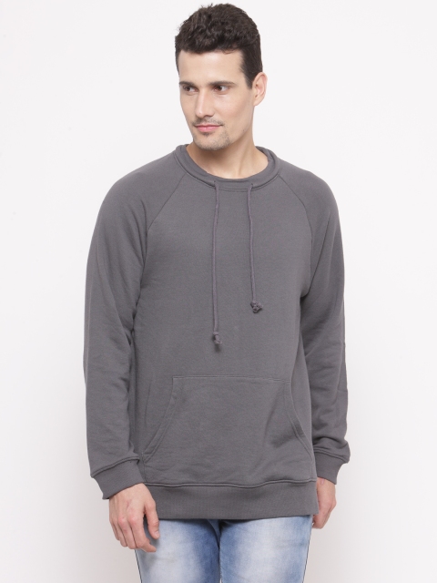 FOREVER 21 Men Grey Solid Sweatshirt