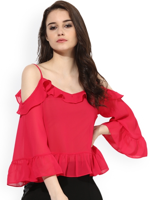 Kazo Women Pink Solid Peplum Top
