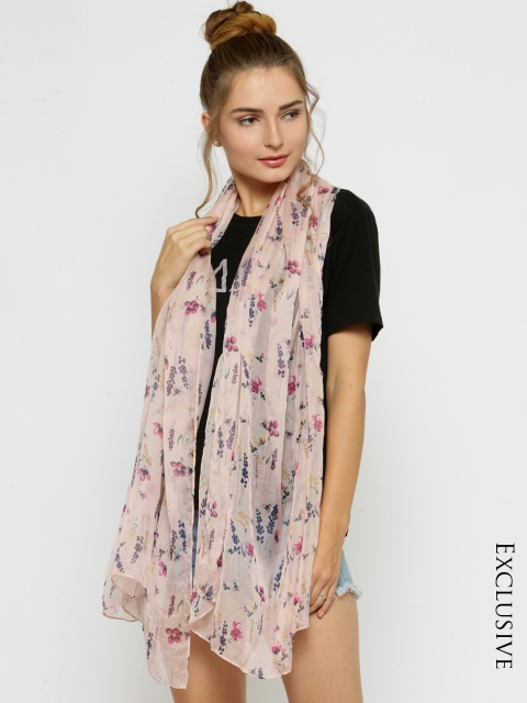 J Style Pink Printed Stole