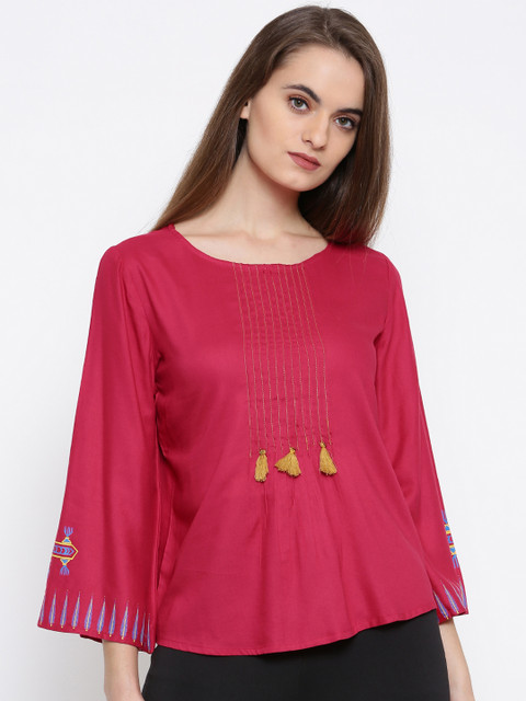 Global Desi Women Magenta Solid Top 
Global Desi Women Magenta Solid Top
