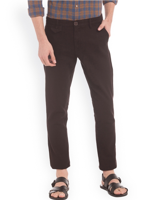 True Blue Men Brown Slim Fit Regular Trousers