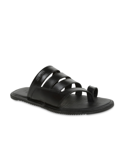 Amster Men Black Genuine Leather Sandals
