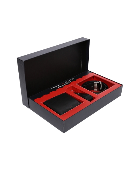 Tommy Hilfiger Men Genuine Leather Accessory Gift Set, Black