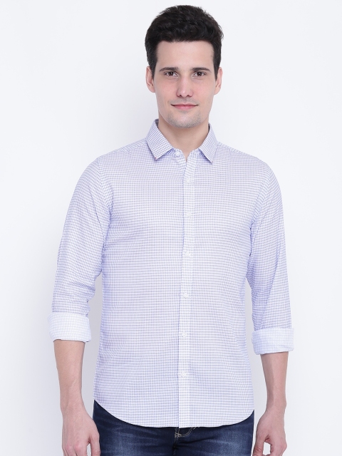 United Colors of Benetton Men Blue & White Slim Fit Checked Casual Shirt