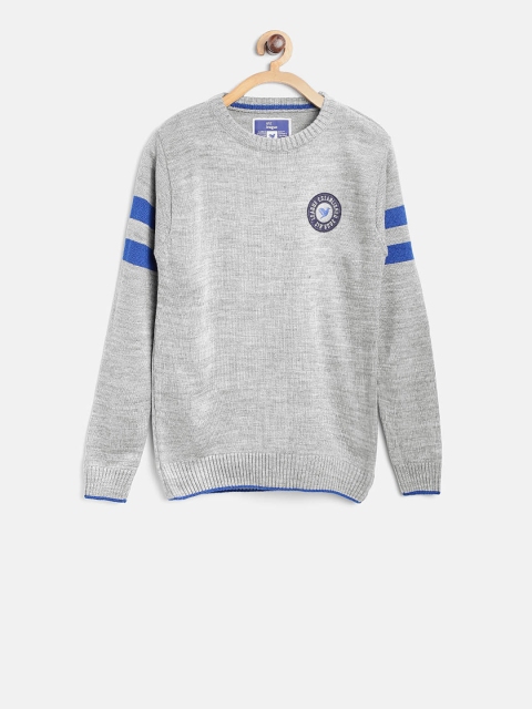 612 league Boys Grey Melange Solid Sweater