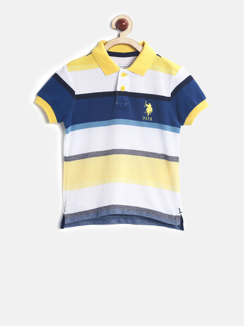 U.S. Polo Assn. Kids Boys White & Yellow Striped Polo T-shirt 
U.S. Polo Assn. Kids Boys White & Yellow Striped Polo T-shirt