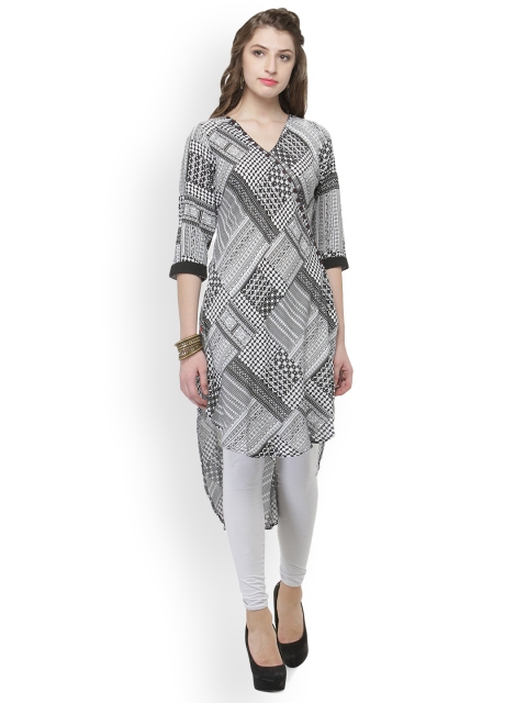 Laabha Women Black Printed A-Line Kurta