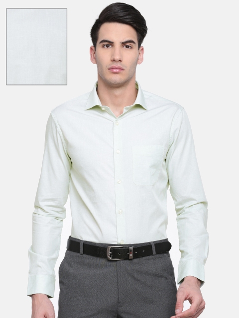U.S. Polo Assn. Tailored Men Green Tailored Fit Solid Formal Shirt