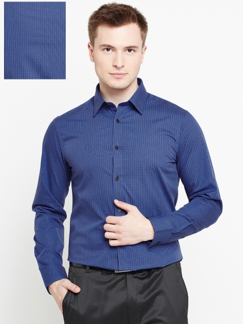 U.S. Polo Assn. Tailored Men Blue Tailored Fit Checked Formal Shirt