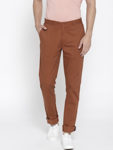 United Colors of Benetton Men Rust Red Slim Fit Solid Chinos